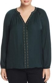 Vince Camuto Women s Plus Size Long Sleeve Rumple Stud Trim Blouse at Amazon