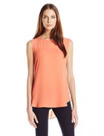 Vince Camuto Womenand39s Sleeveless Blouse with Chiffon Yoke at Amazon