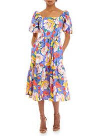 Vince Camuto Womens Cotton Square Neck Midi Dress belk at Belk