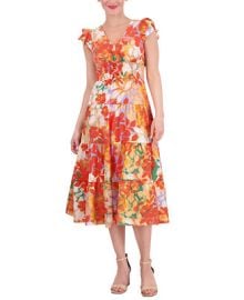 Vince Camuto Womens Floral-Print Tiered Midi Dress - Macys at Macys