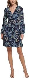 Vince Camuto Womens Printed Short Mini Dress Navy 14 at Womens Clothing store at Amazon