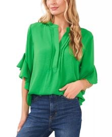 Vince Camuto Womens Ruffle Sleeve Henley Blouse Reviews - Tops - Women - Macys at Macys