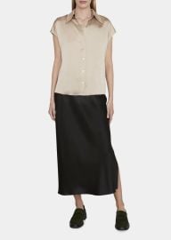 Vince Cap-Sleeve Collared Silk Blouse - at Bergdorf Goodman