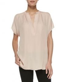 Vince Cap-Sleeve Popover Blouse Salmon at Neiman Marcus