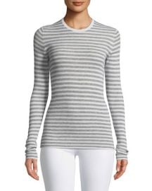 Vince Cashmere Striped Ribbed Long-Sleeve Tee at Last Call