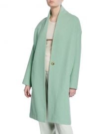 Vince Collarless Long Wool Coat at Neiman Marcus