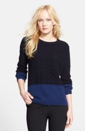 Vince Colorblock Cable Knit Crewneck Sweater at Nordstrom