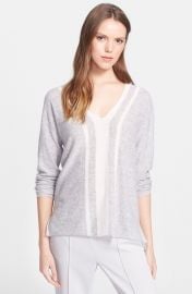 Vince Colorblock V-Neck Sweater in grey at Nordstrom