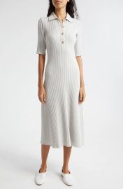 Vince Cotton Blend Rib Midi Sweater Dress in Salt Glass at Nordstrom