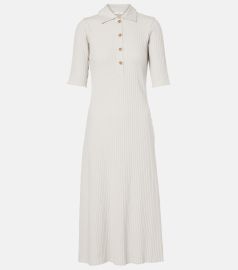 Vince Cotton Blend Rib Midi Sweater Dress in Salt Glass at Mytheresa