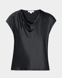 Vince Cowl-Neck Cap-Sleeve Satin Blouse at Neiman Marcus
