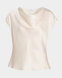 Vince Cowl Neck Cap Sleeve Satin Blouse at Neiman Marcus