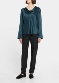 Vince Cowl Neck Silk Blouse in Azure Onyx at Bergdorf Goodman