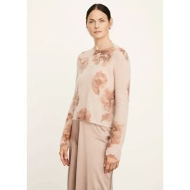 Vince Dahlia Print Mohair Alpaca Crewneck in Cherry Blossom Terra Rose Shop Premium Outlets at Shop Simon