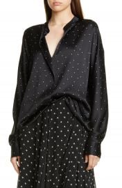 Vince Dot Print Popover Silk Blouse   Nordstrom at Nordstrom