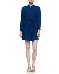 Vince Drawstring-Waist Easy Shirtdress Royal Blue at Neiman Marcus