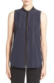 Vince Embroidered Sleeveless Silk Top at Nordstrom