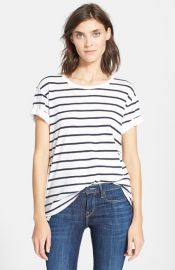 Vince Feeder Stripe Tee in Off White Coastal at Nordstrom