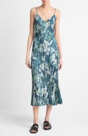 Vince Floral Crushed Satin Midi Slipdress at Nordstrom