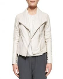 Vince Lambskin Scuba Jacket Off White at Neiman Marcus