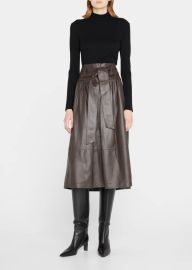 Vince Leather Pleated Midi Skirt - at Bergdorf Goodman