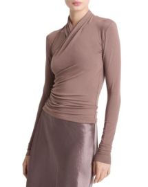 Vince Long Fixed Wrap Long Sleeve Top Bloomingdalex27s Women Tops amp Tees at Bloomingdales