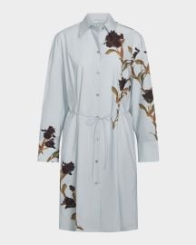 Vince Long-Sleeve Iris-Printed Shirtdress at Neiman Marcus