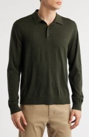 Vince Long Sleeve Merino Wool Polo at Nordstrom
