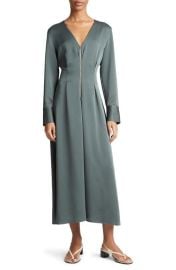 Vince Long Sleeve Satin Midi Dress at Nordstrom