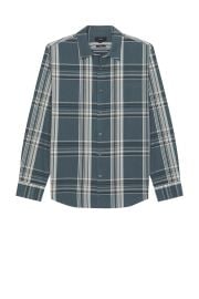 Vince Lorimer Plaid French Placket Shirt In Harbor Blue at Revolve