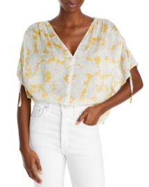 Vince Lotus Ruched Silk Flutter Sleeve Top   Bloomingdales at Bloomingdales