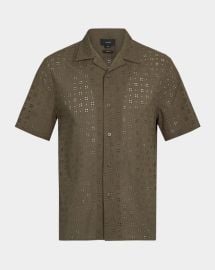 Vince Mens Cotton Eyelet Short Sleeve Shirt at Neiman Marcus