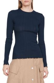 Vince Merrow Lettuce Edge Cotton Modal Rib Top at Nordstrom