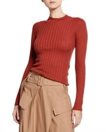 Vince Mixed-Rib Cashmere Sweater at Neiman Marcus