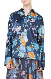 Vince Painted Bouquet Long Sleeve Silk Button-Up Shirt at Nordstrom