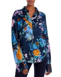 Vince Painted Bouquet Printed Button Front Silk Shirt Bloomingdales at Bloomingdales