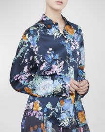 Vince Painted Bouquet Sculpted Long-Sleeve Shirt at Neiman Marcus