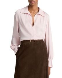 Vince Placed Smocked Long Sleeved Blouse Bloomingdale39s at Bloomingdales
