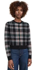 Vince Plaid Cashmere Cardigan Black Combo M at Shopbop