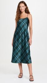 Vince Plaid Lace Trim Slip Dress in Jade Onyx at Shopbop