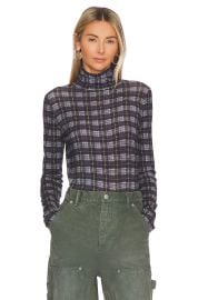 Vince Plaid Turtleneck Top at Revolve