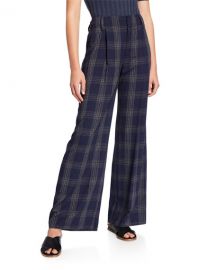 Vince Plaid Wide-Leg Pants at Neiman Marcus