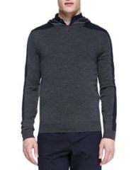 Vince Racing-Stripe Hooded Pullover Gray at Neiman Marcus