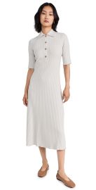 Vince Rib Elbow Sleeve Polo Midi Dress Coastal S at Shopbop