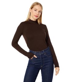 Vince Ribbed Long Sleeve Mock Neck Tee com at Zappos