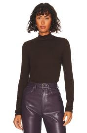 Vince Ribbed Long Sleeve Mock Neck in Hickory at Revolve