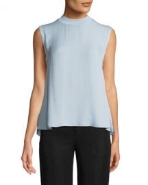 Vince Ribbed-Trim Tie-Back Silk Shell at Neiman Marcus