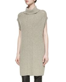 Vince Ribbed Turtleneck Sweaterdress in Heather Almond at Bergdorf Goodman