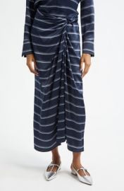 Vince Rugby Stripe Gathered Satin Skirt at Nordstrom