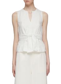 Vince Sash Tie Waist Pinstripe Tank Top at Lane Crawford